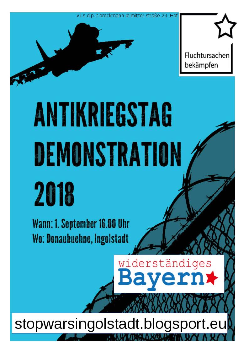 Zugtreffpunkt: Antikriegstag-Demo in Ingolstadt