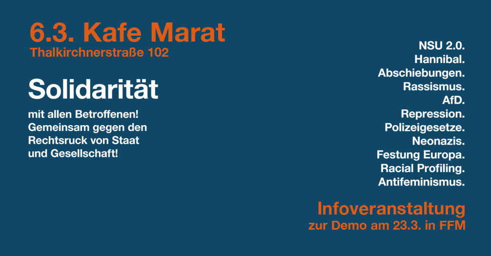 Mittwochskafe: Gegen den Rechtsruck! Infoveranstaltung zur Demo am 23.3. in FFM