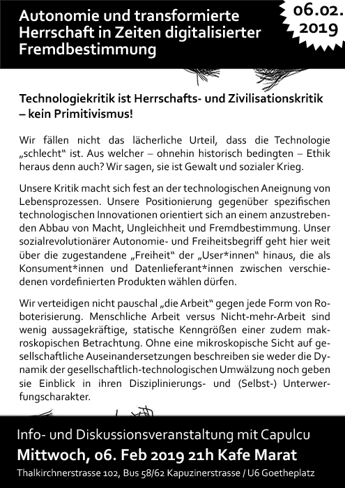 Mittwochskafe: Autonomie und transformierte  Herrschaft in Zeiten digitalisierter  Fremdbestimmung