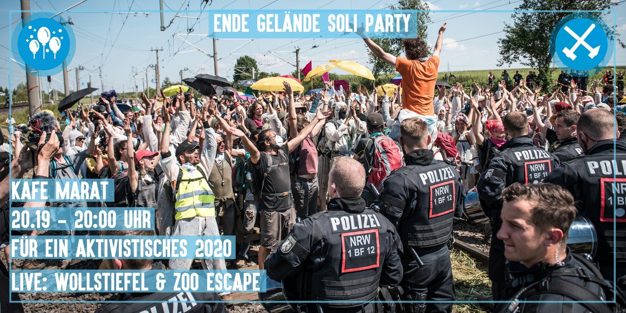 Freitagskafe: Ende Gelände Party mit Zoo Escape und Wollstiefel