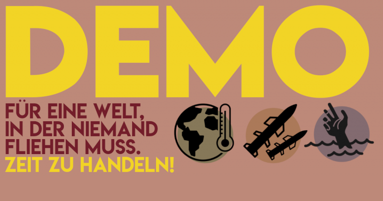Zugtreffpunkt Demo "Für eine Welt in der niemand fliehen muss" in Stuttgart
