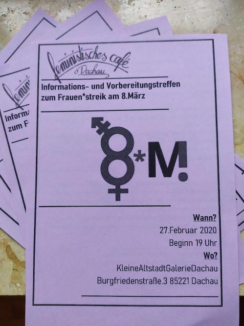 [Dachau] Feministisches Café Dachau - Vorbereitungstreffen zum Frauen*streik am 08. März 2020