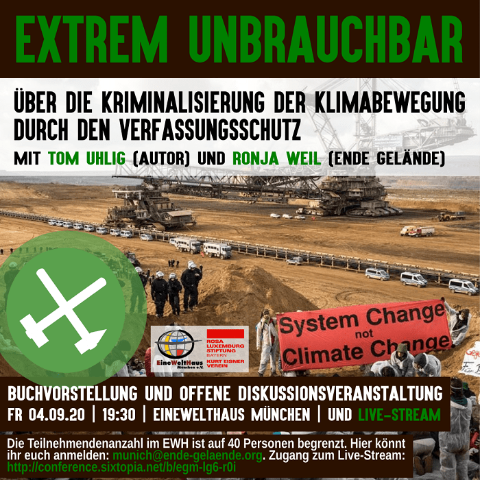 Buchvorstellung und Podiumsdiskussion „Extrem Unbrauchbar - Über die Kriminalisierung der Klimabewegung durch den Verfassungsschutz“