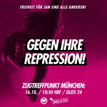Zugtreffpunkt: "United Against Repression - Free Jan" in Nürnberg
