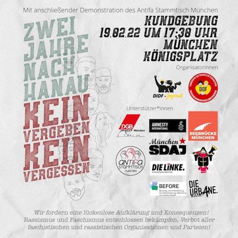 Kundgebung: Zwei Jahre nach Hanau - Kein Vergeben, Kein Vergessen