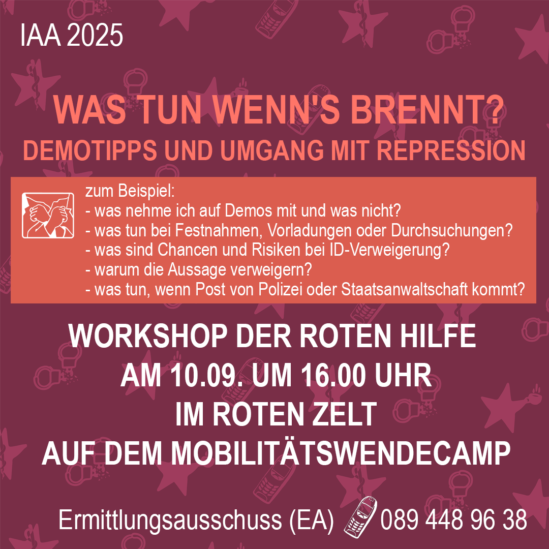 "Was tun wenn's brennt?" - Workshop - Demotipps und Tipps zum Umgang mit Repression