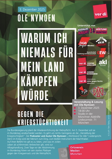 Lesung mit Ole Nymoen: Warum ich niemals für mein Land kämpfen würde