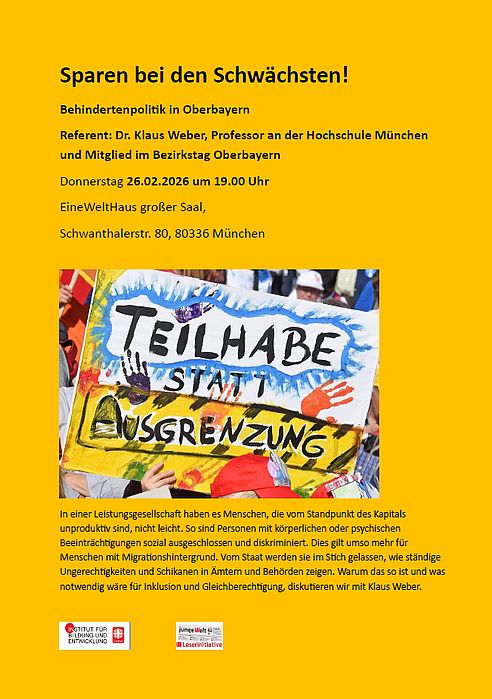 Dr. Klaus Weber - Sparen bei den Schwächsten! Behindertenpolitik in Oberbayern